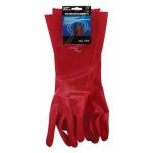 Red PVC Coated Gauntlets - 45cm/18 Inch - XL
