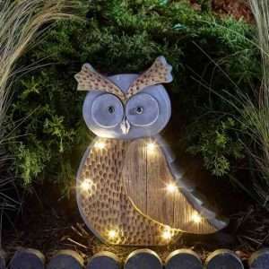 Smart Garden Solar Woodstone Inlit Owl Light Ornament