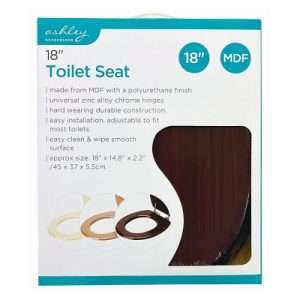Ashley Housewares 18 Inch MDF Toilet Seat Mahogany Finish