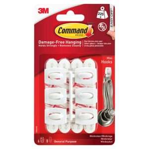3M Command Set Of 6 Mini Adhesive Hooks 225g