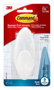 3M Command Large Frosted Bath Hook 2.2KG (BATH17)