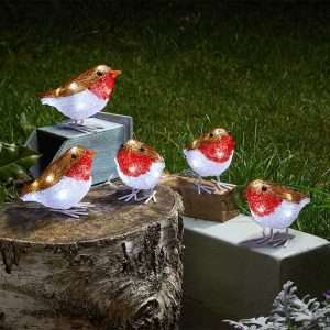 Three Kings Battery Operated InLit Robins Set Of 5 10x12cm (2515027)