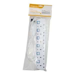 Kingavon 6 Way Individually Switched Socket With 2m Cable (BB-PA108)